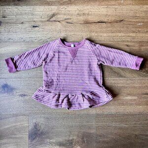 Childhoods Sangria Stripe Peplum Crew